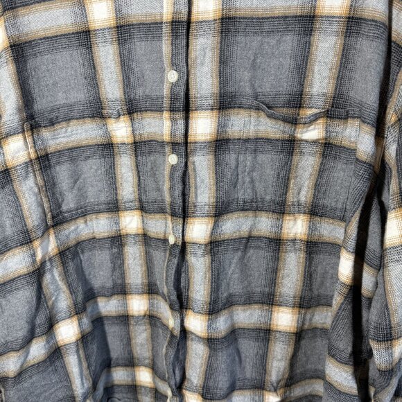 Old Navy 'The Boyfriend Shirt' XXL Gray Plaid Tunic Button Up Flannel Cabincore - Picture 6 of 11